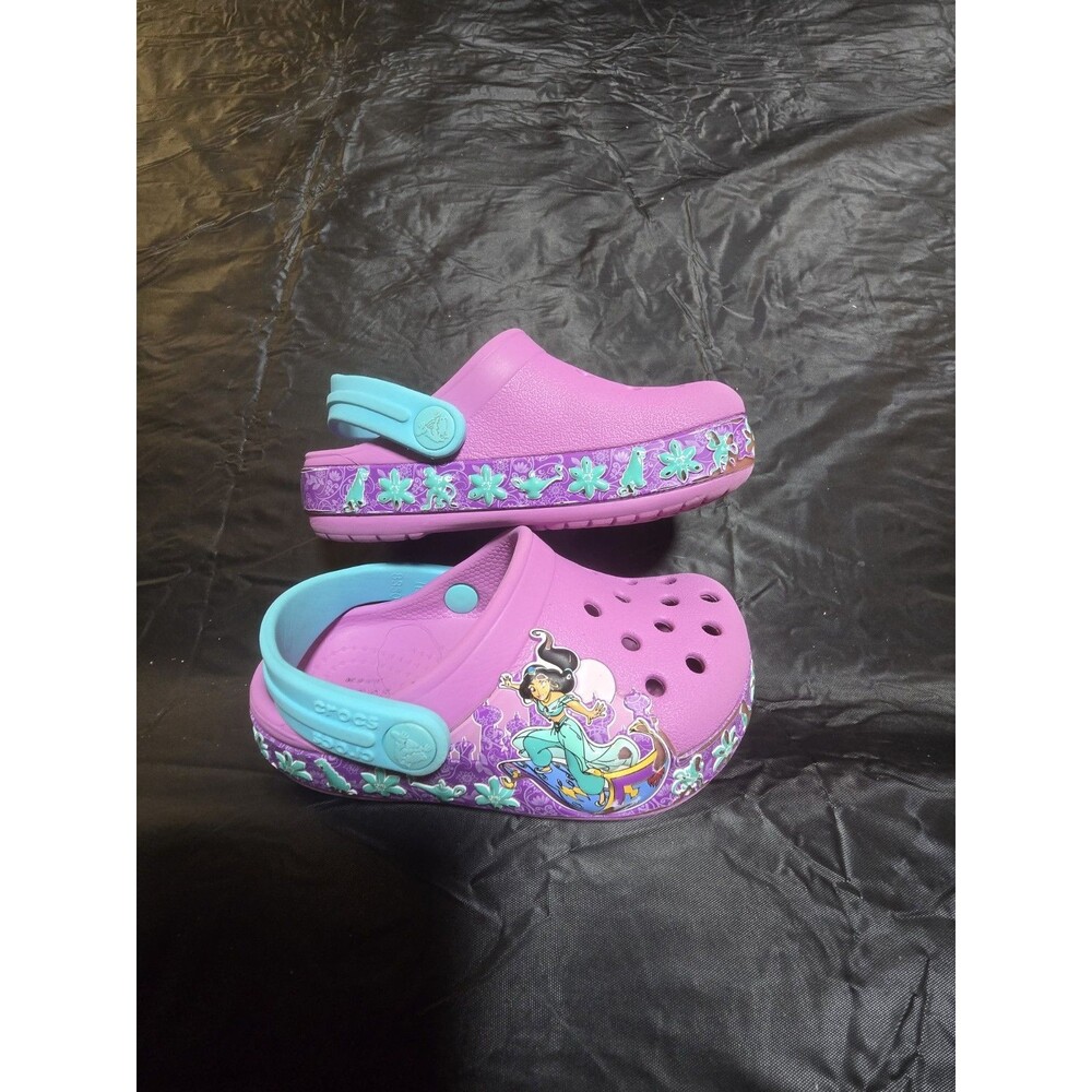 Disney Princess Crocs Purple Size J1 Slip On Clogs - Alladin Jasmine